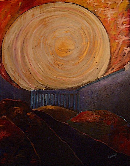 De l'Ombre vers la Lumière. © Caroline du Chouchet (Camijo). Huile sur toile, 80x10cm 
